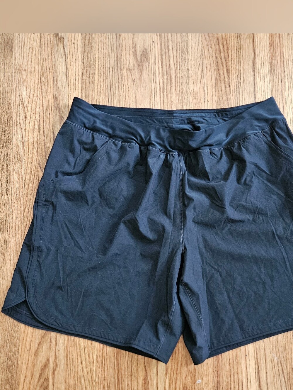 Lands End Womens Swim Board Shorts 24W Black Lined Pockets Panty Stretch Pull on